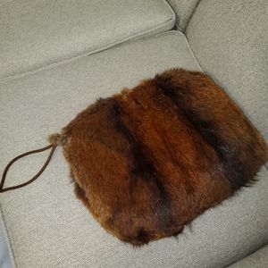 Vintage fur large women hand muff 13×9